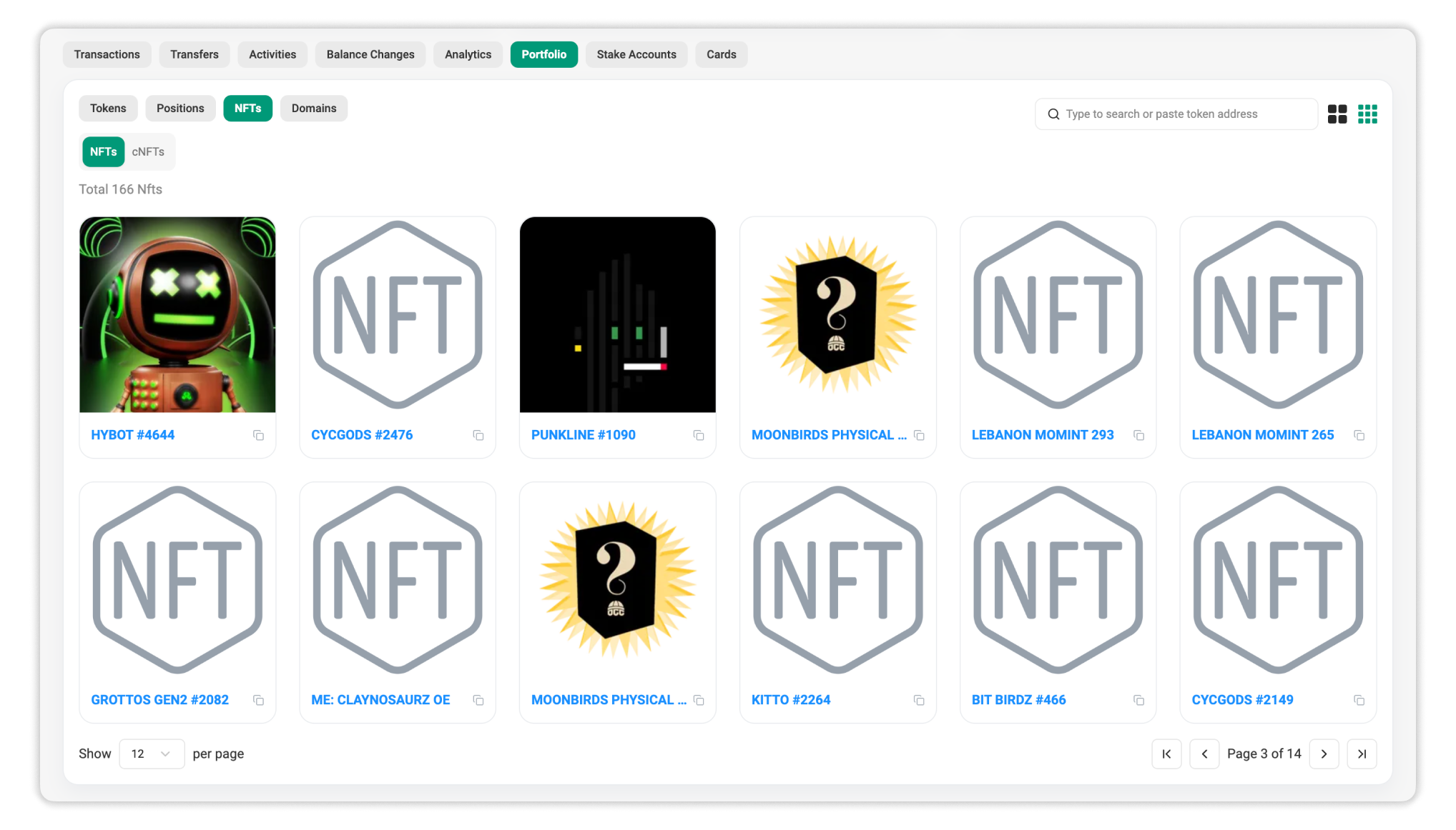 Portfolio: NFTs section