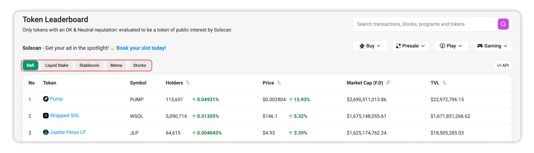 Leaderboard subtabs